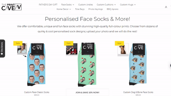 Print Cave Face Sock Designs